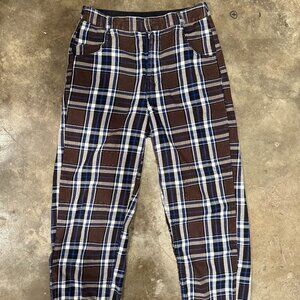 Free People 💋 Joey Menswear Trouser \\ Brown Plaid, Straight Leg // Size 4